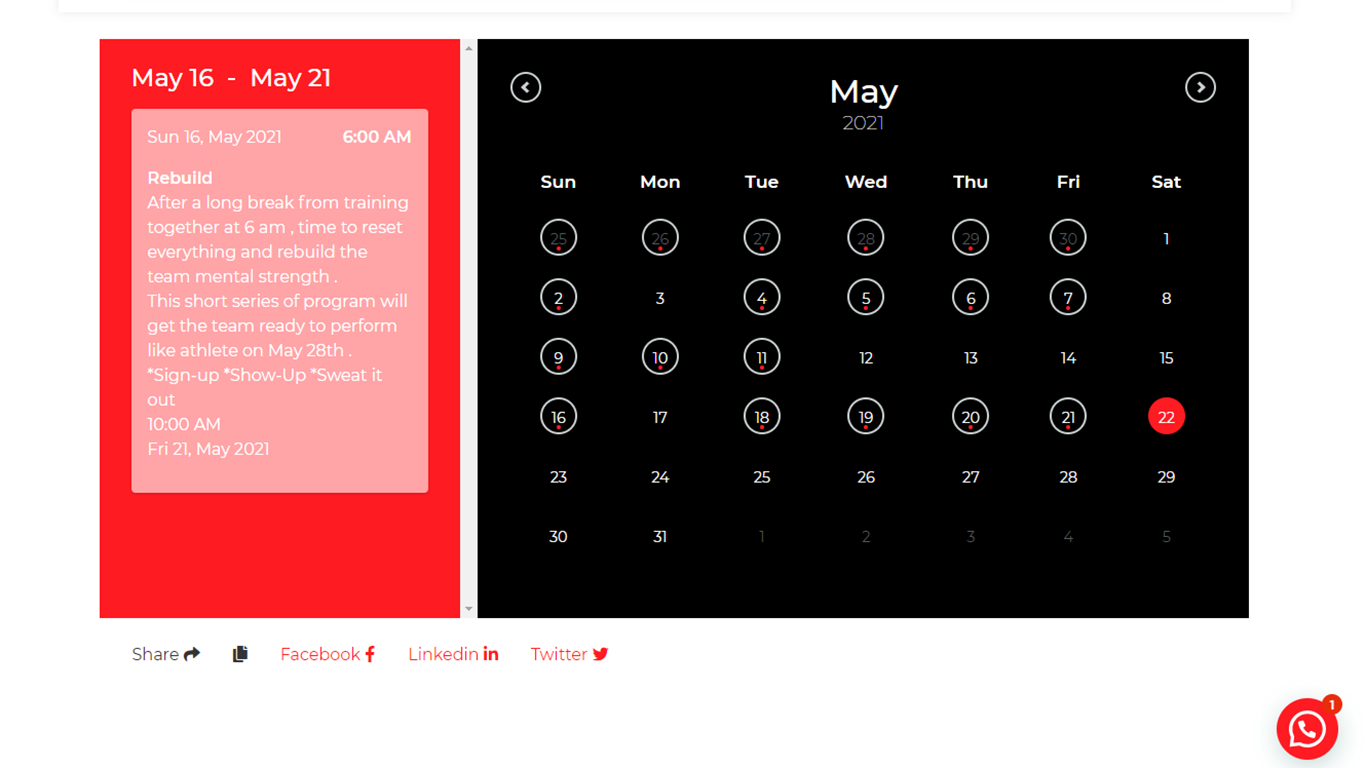 Kankode Fitness Tracking Calendar